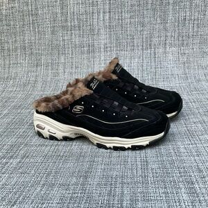 Skechers Women's Black and Brown Fur Sneakers